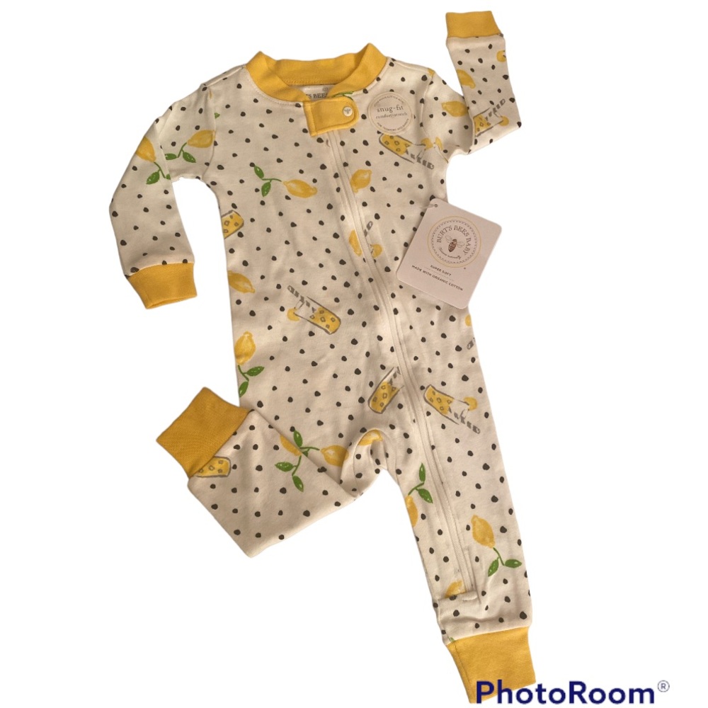 Burt’s Bees lemonade stand One piece footed pajama 6-9 mo NWT baby infant